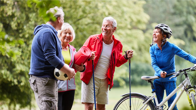 A group of seniors staying active outdoors.