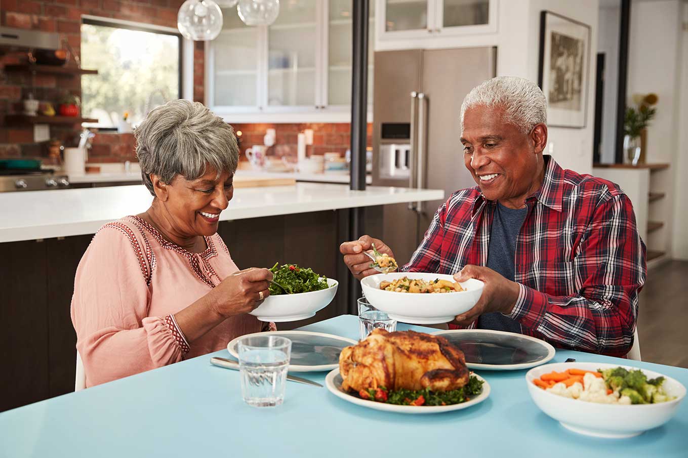 Senior couple enjoying a healthy meal