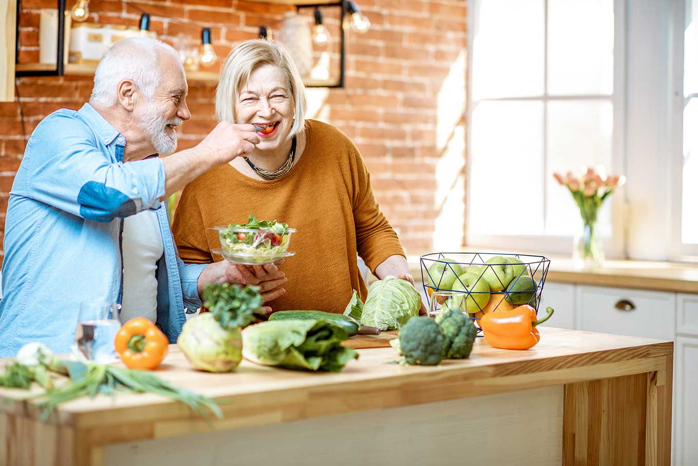 Senior couple enjoying a healthy meal